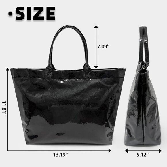 Women’s PVC Tote Bag Large Waterproof Clear Hobo Bag with Magnetic Closure - Picture 2 of 7